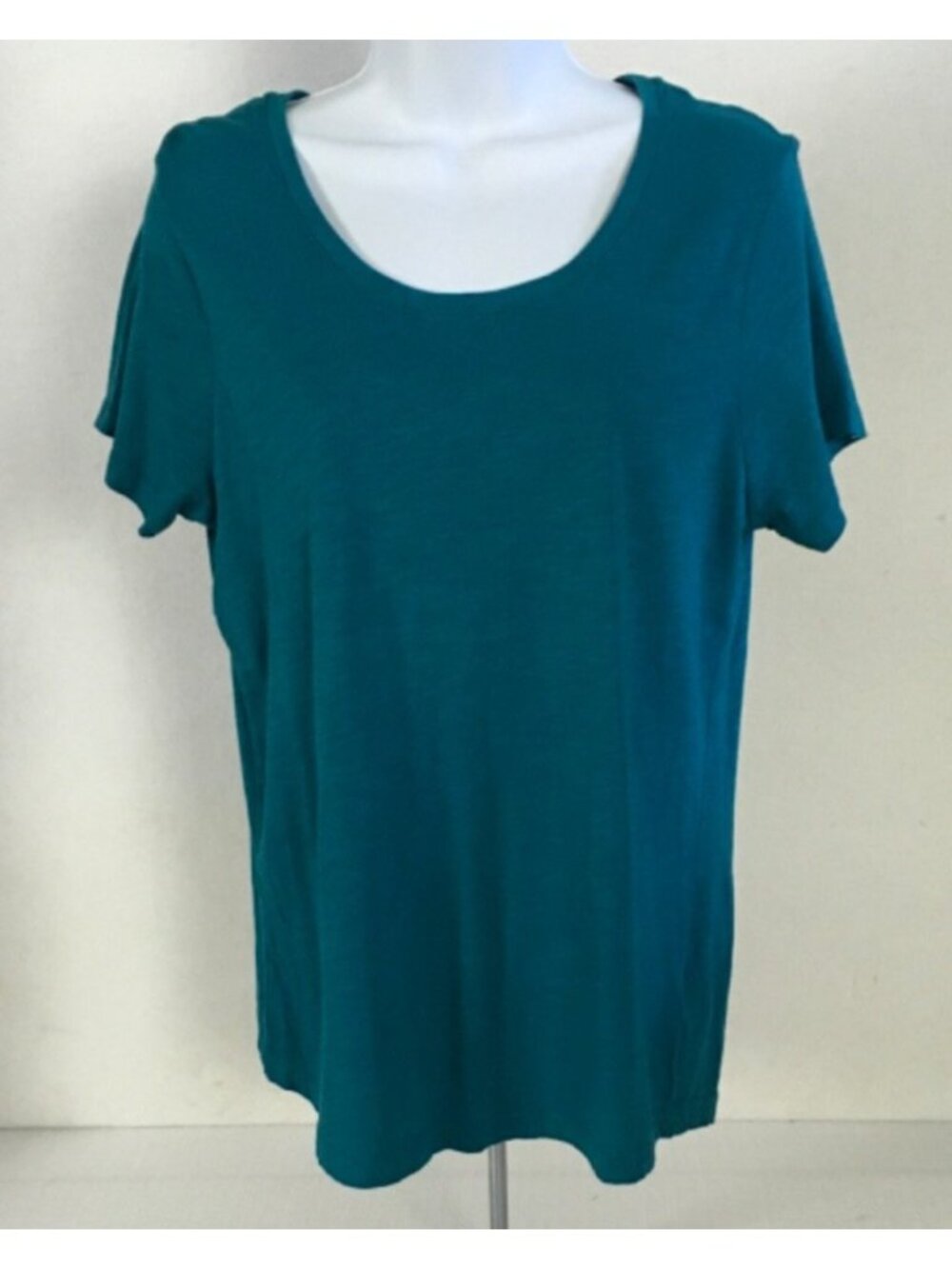 Eddie Bauer T shirt Women Size M Blue Scoop Neckline Short Sleeves Cotton Modal - Picture 2 of 13